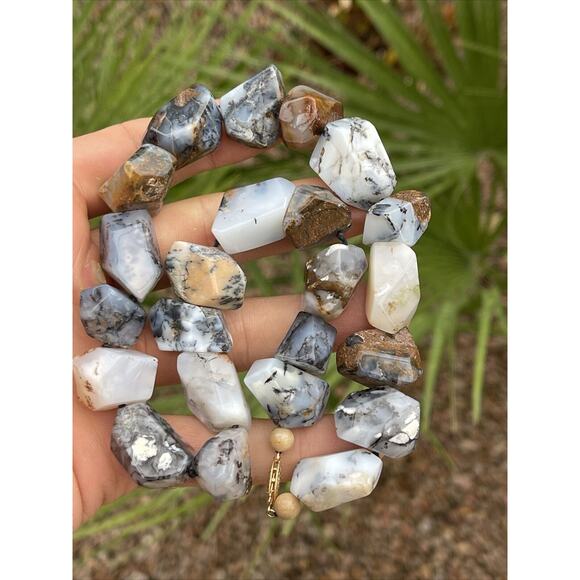 GSJ Signed 144 Grams Chunky Raw Agate Heavy 16" Necklace 14k Statement VTG - Picture 10 of 12